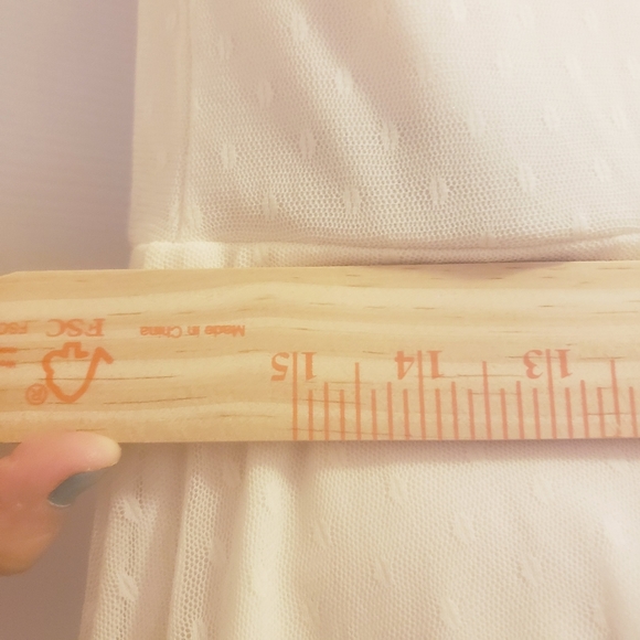 Off White Lace Dress With Sheer Top and Sleeves - Picture 5 of 7